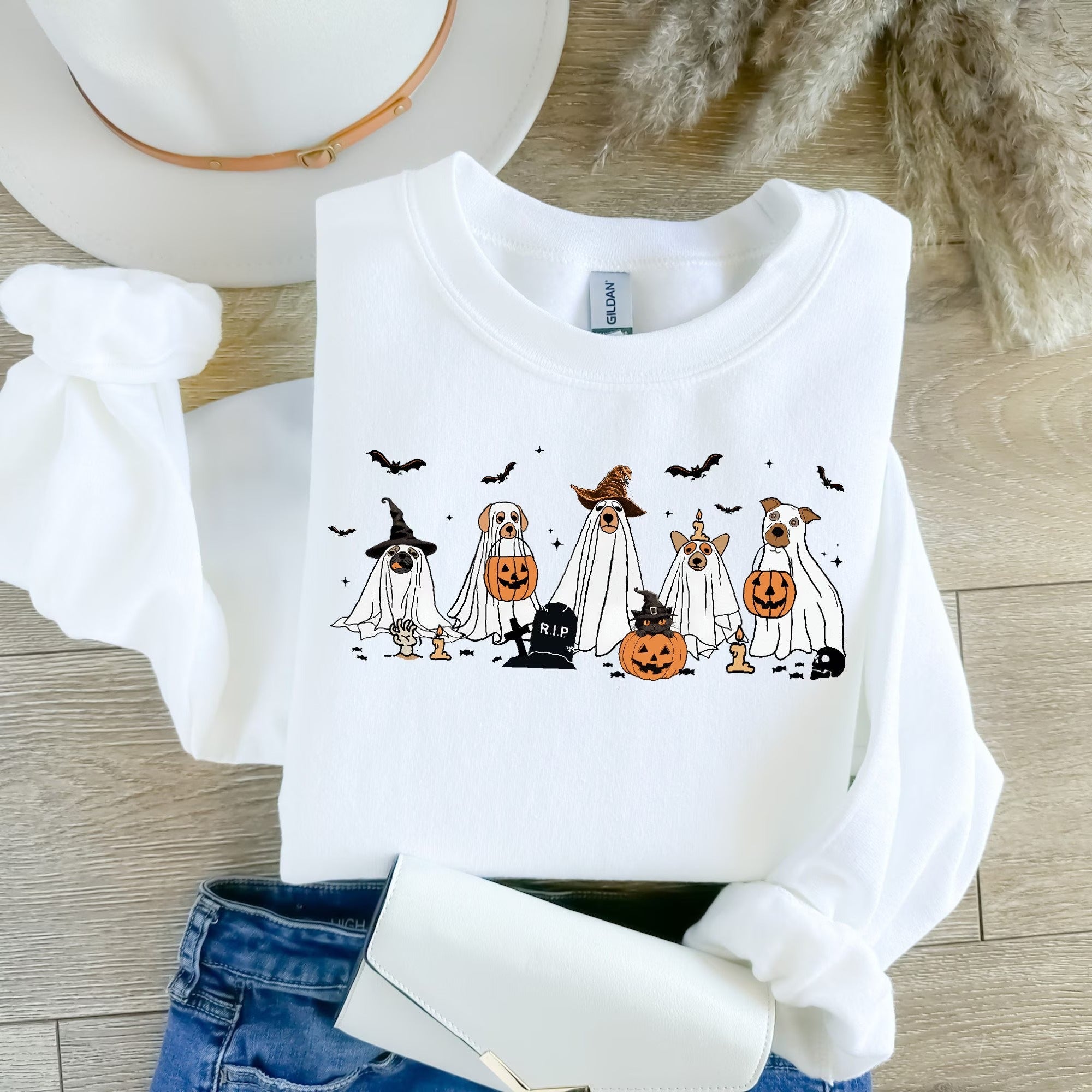 Cute Ghost Dogs Halloween Sweatshirt