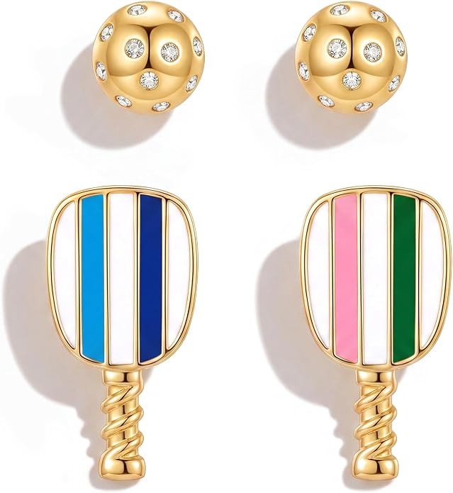 Pickleball Stud Earrings for Women Pickleball Sports Jewelry  Gift,Pickleball Earrings, Gifts for Sports Lovers,2 Pairs