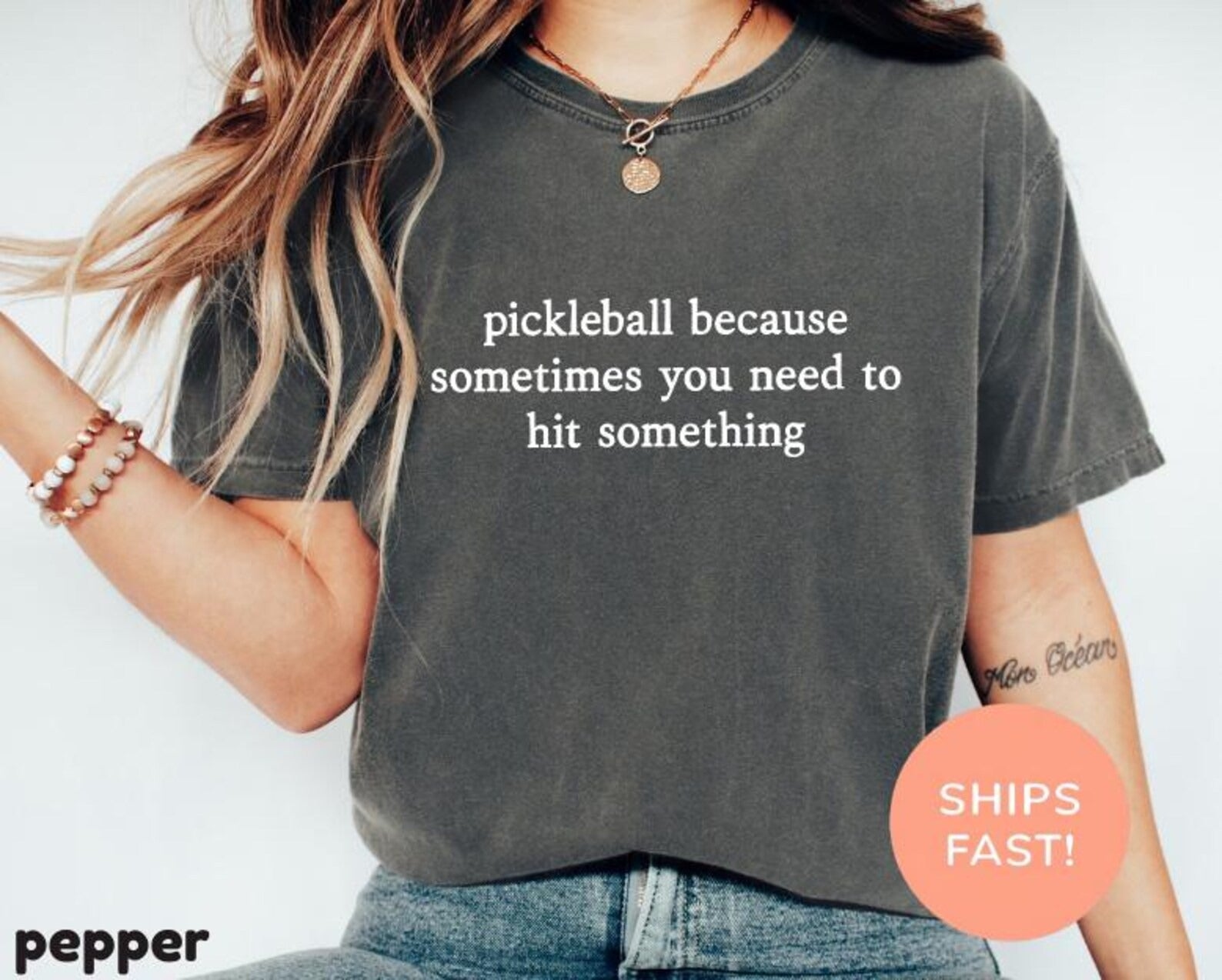 Comfort Colors Pickleball Because Sometimes You Just Need To Hit Something  T-Shirt