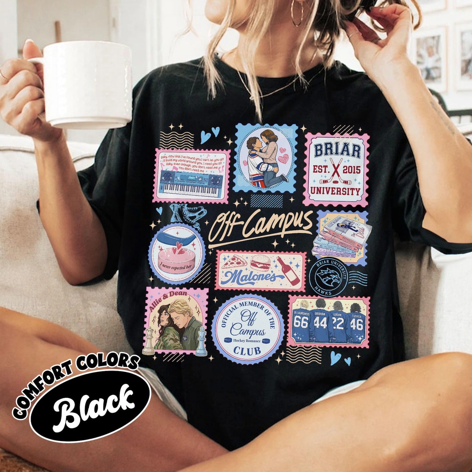 Comfort Colors Off Campus Hockey Stamps Briar University T-Shirt