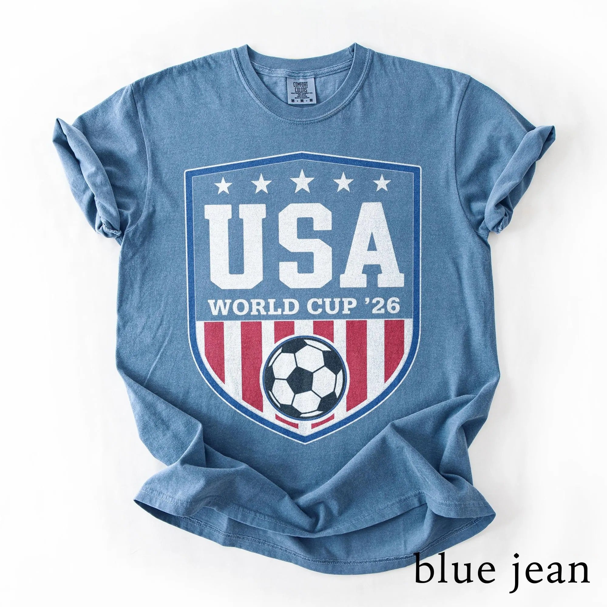 Comfort Colors USA World Cup 26 Soccer Shirt, American Flag Football T-shirt