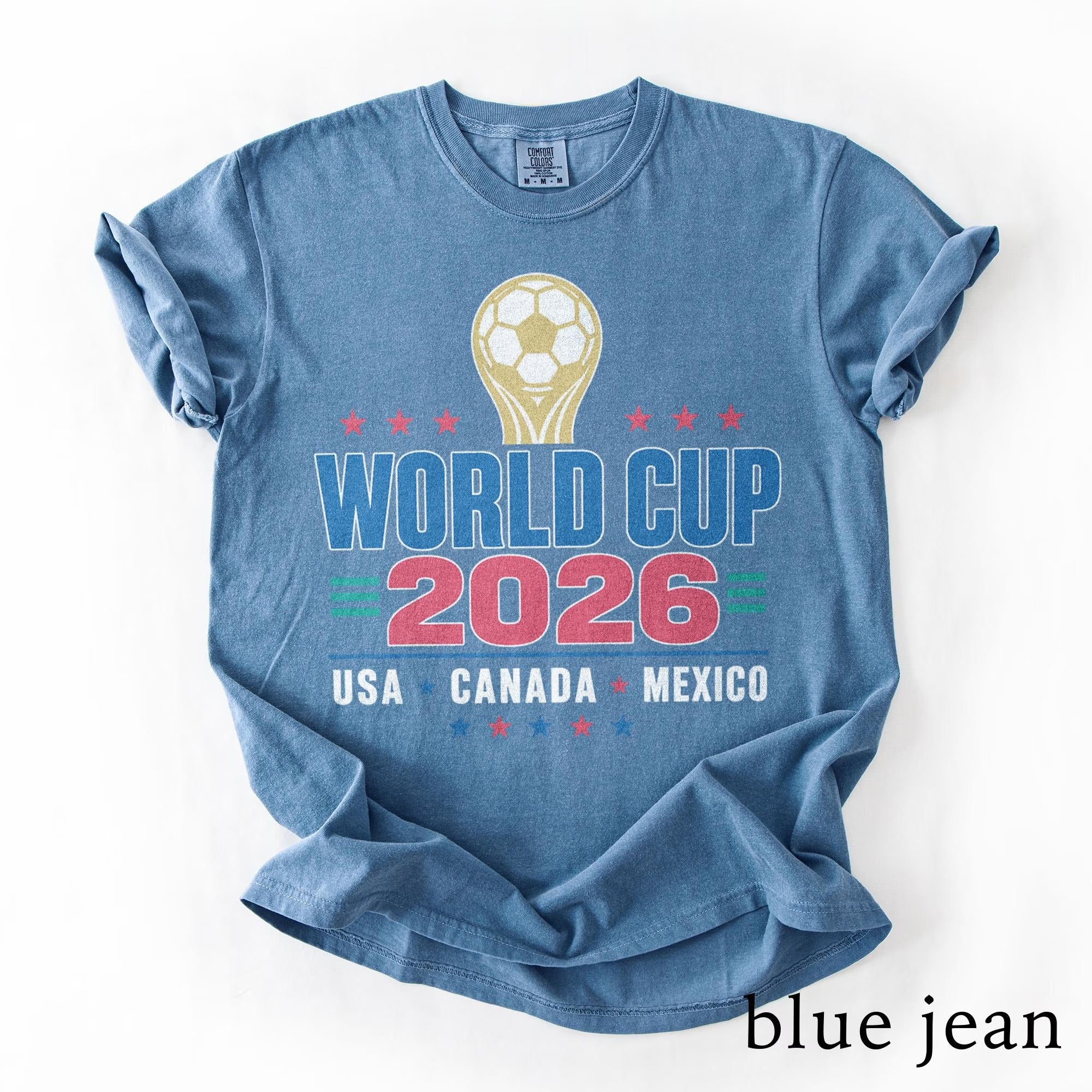 Comfort Colors World Cup 2026 Trophy Soccer Tee, USA Canada Mexico Football Fan T-shirt