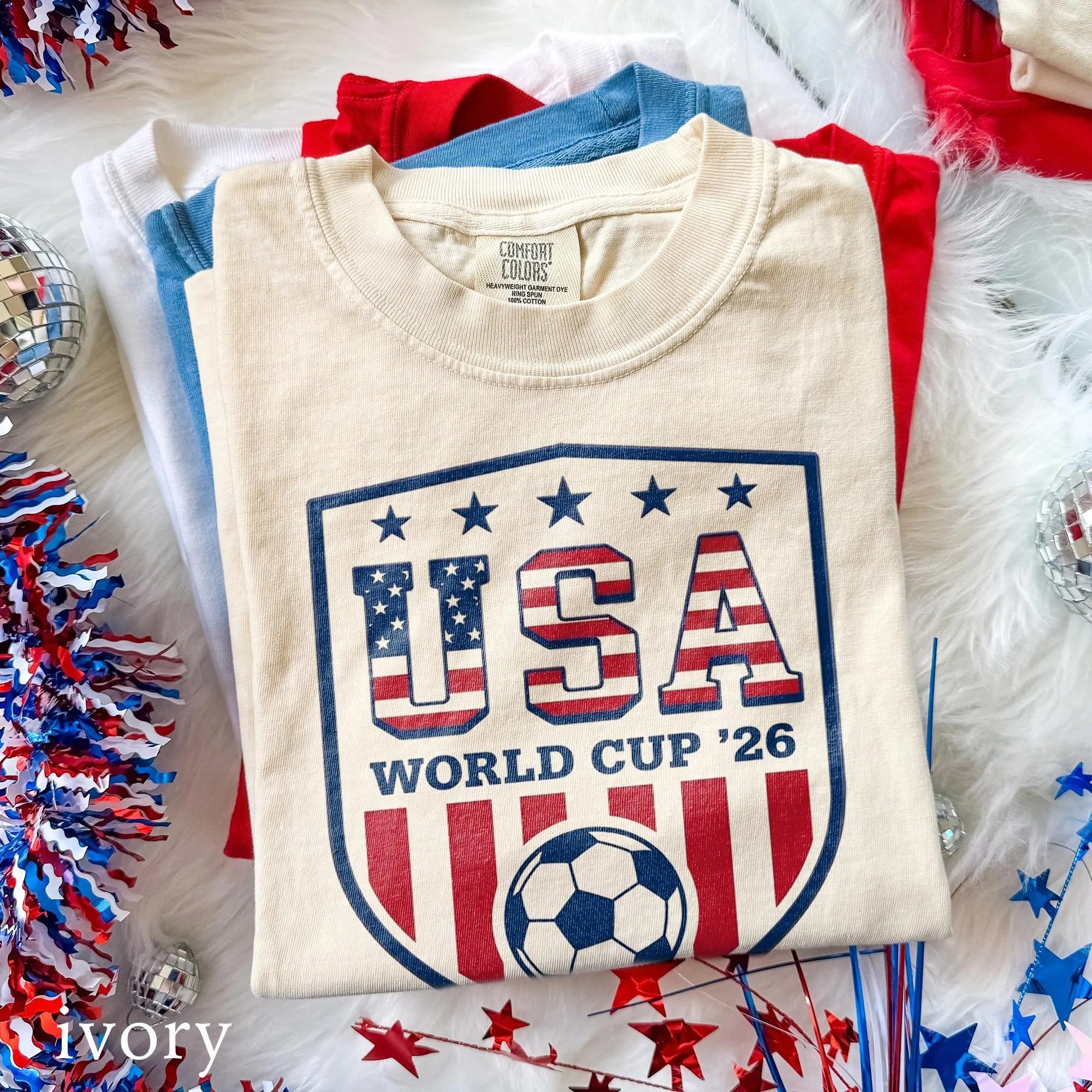 Comfort Colors USA World Cup 26 Soccer Shirt, American Flag Football T-shirt