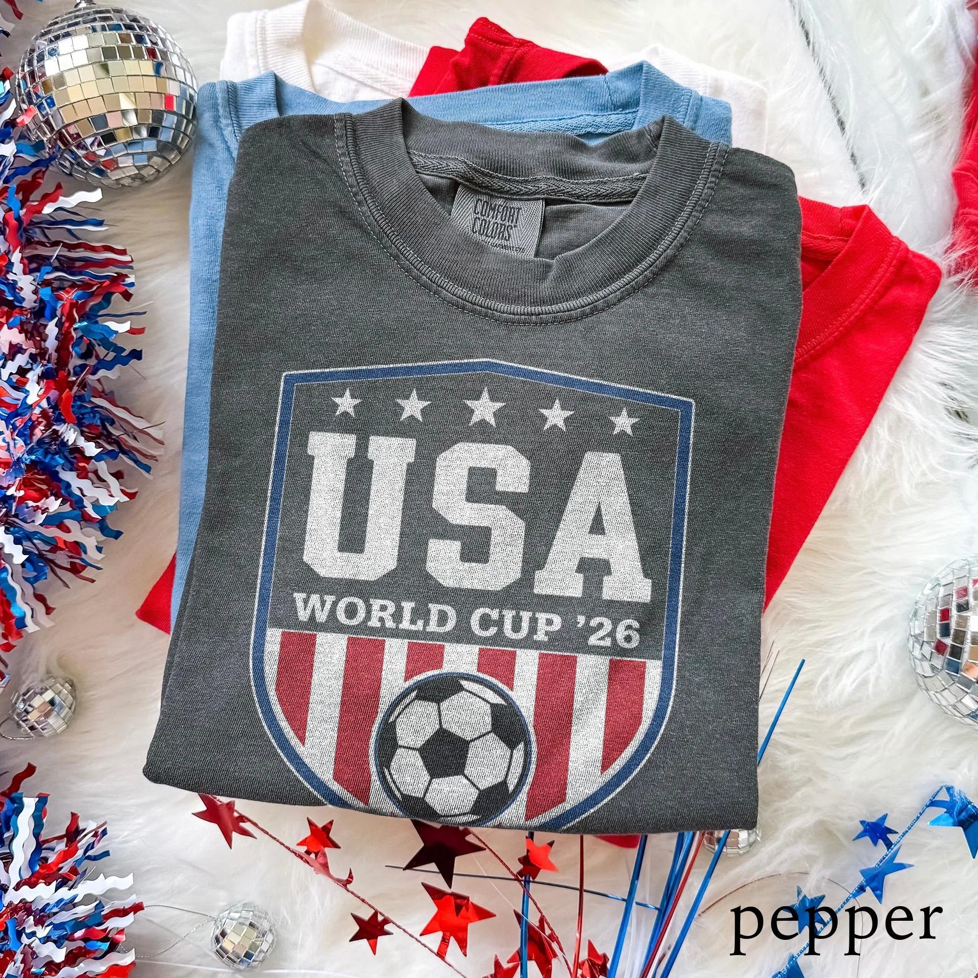 Comfort Colors USA World Cup 26 Soccer Shirt, American Flag Football T-shirt