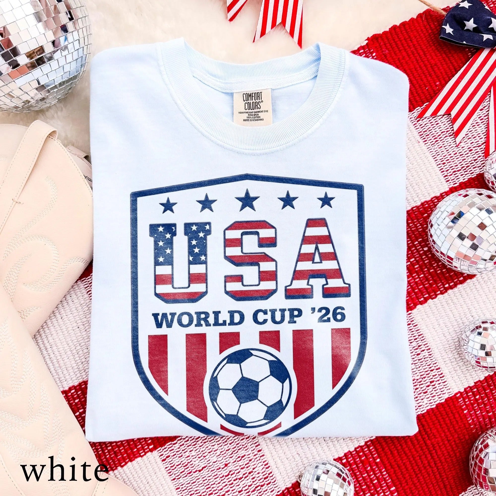 Comfort Colors USA World Cup 26 Soccer Shirt, American Flag Football T-shirt