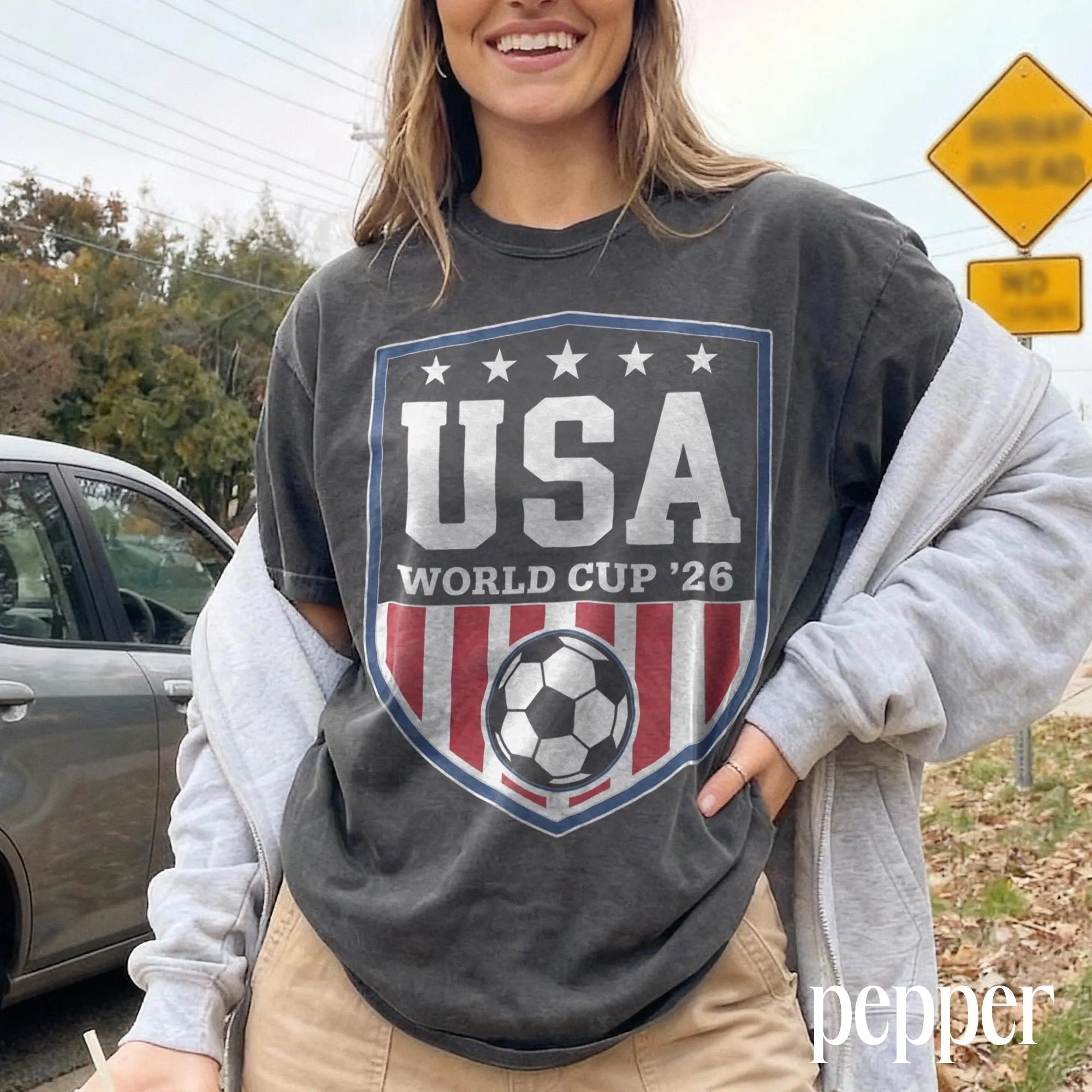 Comfort Colors USA World Cup 26 Soccer Shirt, American Flag Football T-shirt