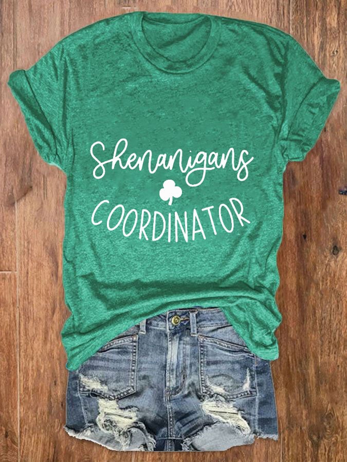 Women's St. Patrick's Day Shenanigans Coordinato Print Crew Neck T-Shirt