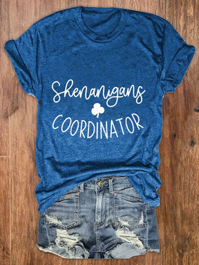 Women's St. Patrick's Day Shenanigans Coordinato Print Crew Neck T-Shirt