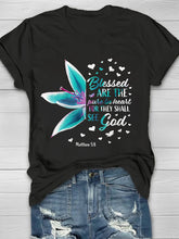Blessed Are The Pure In Heart For They Shall See God Printed Crew Neck Women's T-shirt