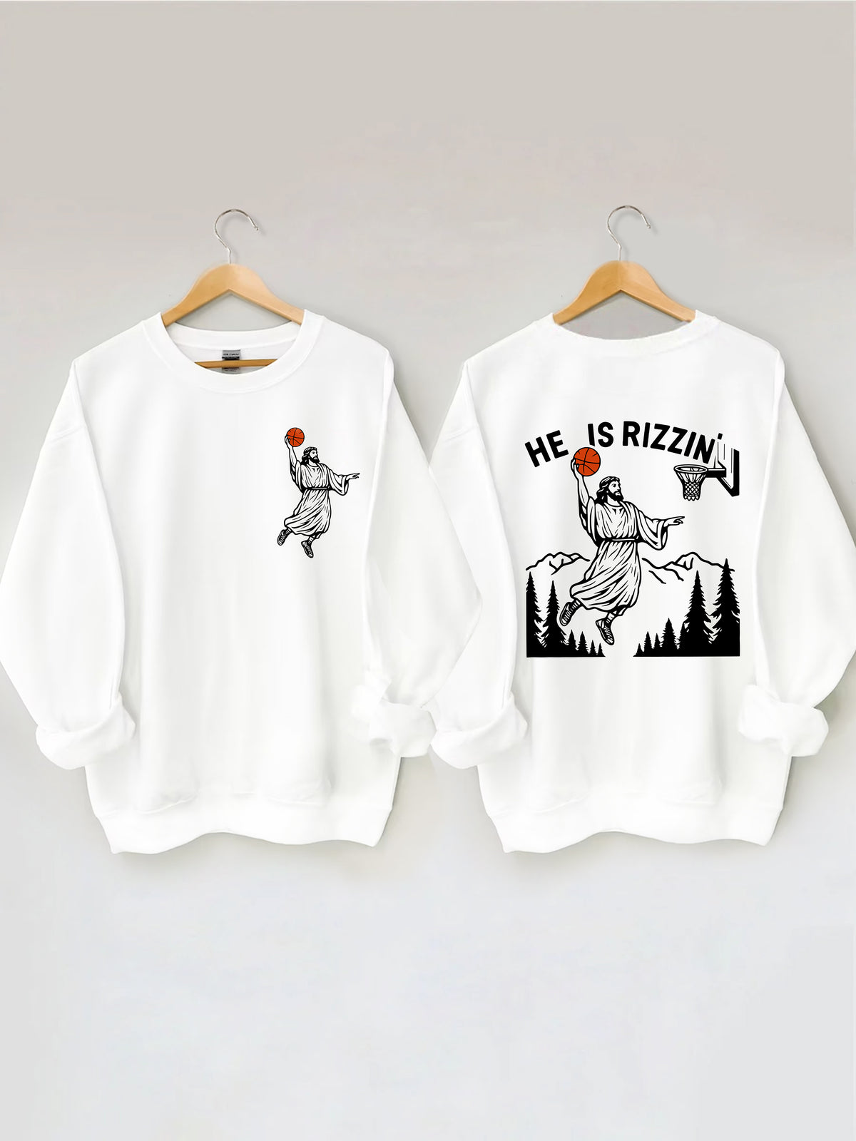 He Is Rizzin' Jesus Basketball Sweatshirt