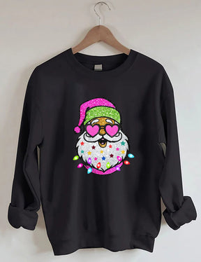 Santa With Sunglasses Sparkly Glitter Sweatshirt