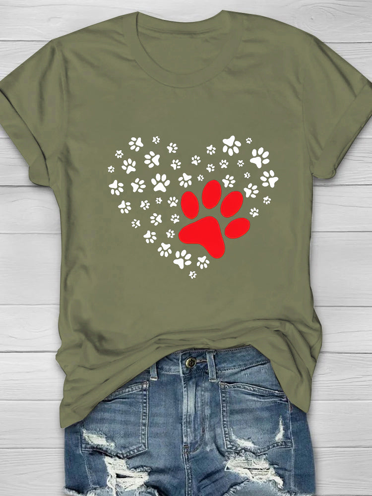 Heart Shaped Footprints Printed Women's T-shirt