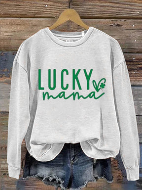 Lucky Mama St. Patrick's Day Art Print Pattern Casual Sweatshirt