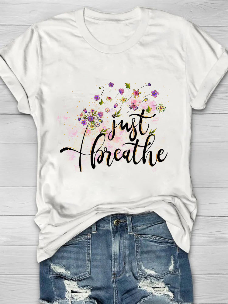 Just Breathe Printed Women's Crew T-shirt
