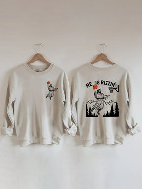 He Is Rizzin' Jesus Basketball Sweatshirt