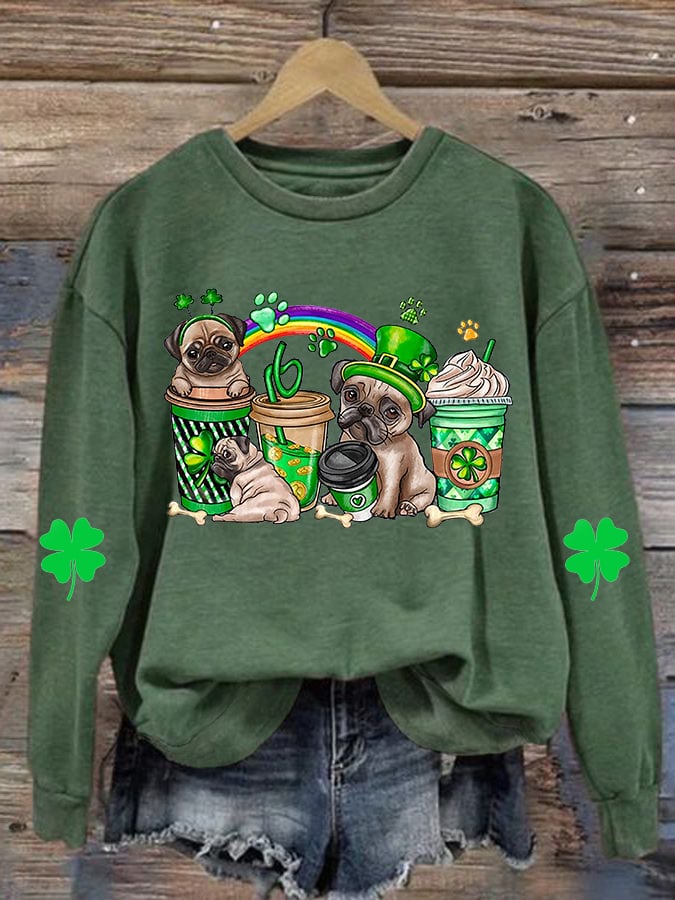 Women's St. Patrick's Day Printed Long Sleeve Sweatshirt