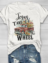 Jesus Take With Wheel Print Women's T-shirt