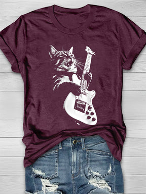 Cat Playing Guitar T-shirt