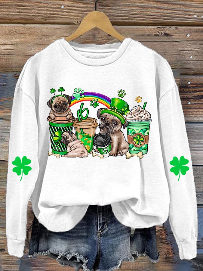 Women's St. Patrick's Day Printed Long Sleeve Sweatshirt