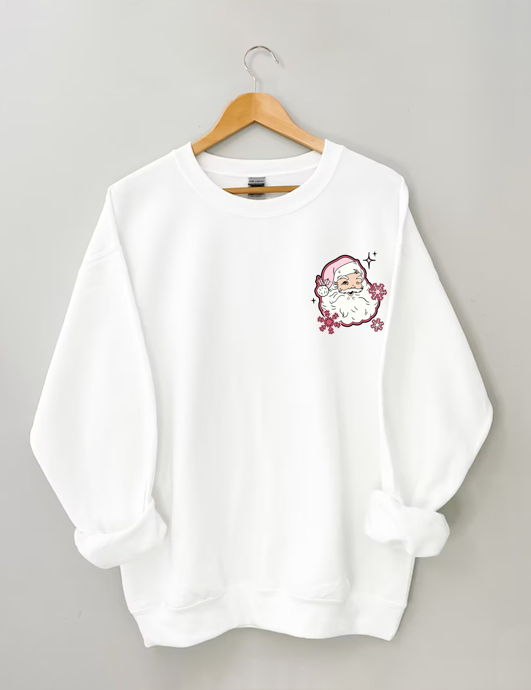 Don't Stop Believin Pink Santa Sweatshirt