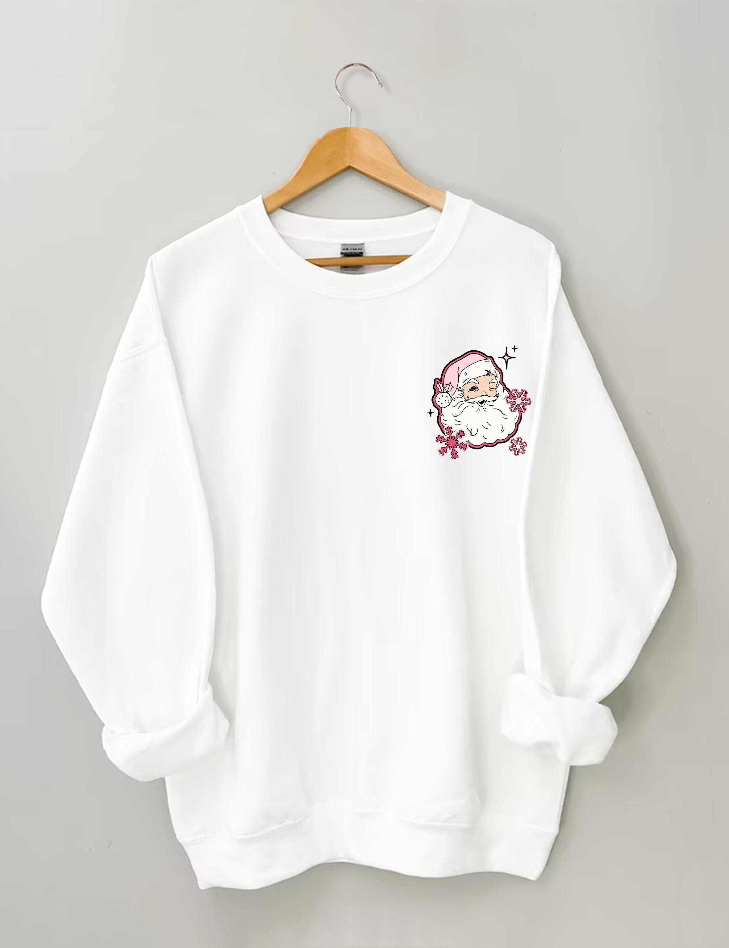 Don't Stop Believin Pink Santa Sweatshirt