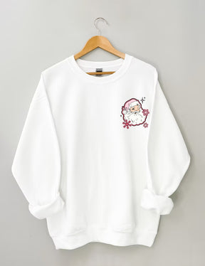 Don't Stop Believin Pink Santa Sweatshirt