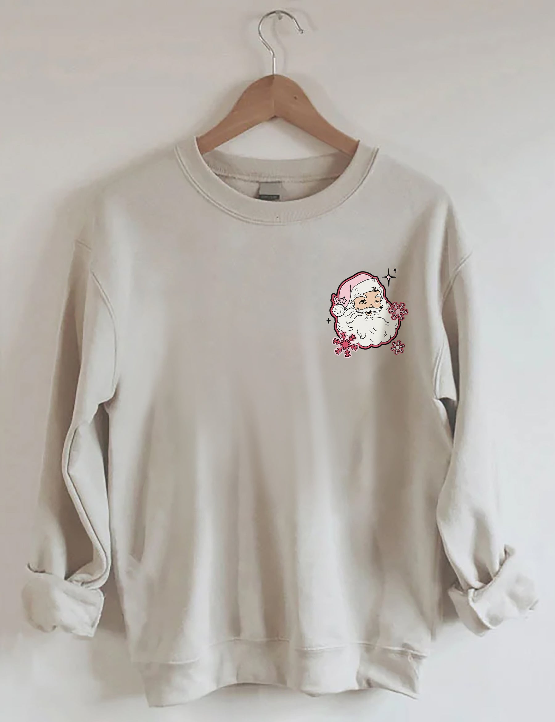 Don't Stop Believin Pink Santa Sweatshirt