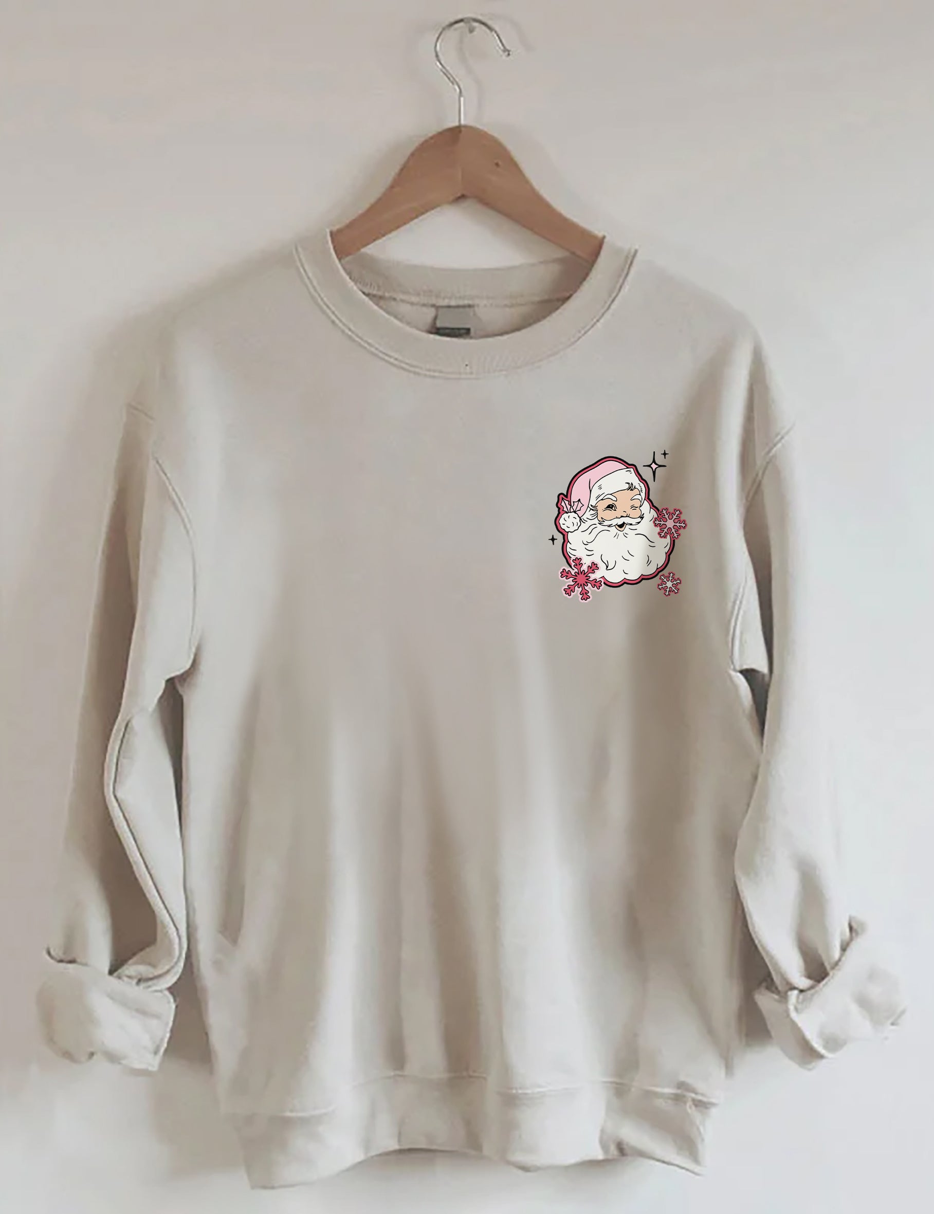 Don't Stop Believin Pink Santa Sweatshirt
