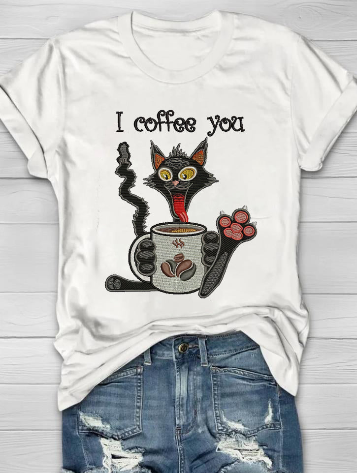 I Coffee You Printed Crew Neck Women's T-shirt