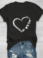 Heart Graphic Printed Crew Neck Women's T-shirt