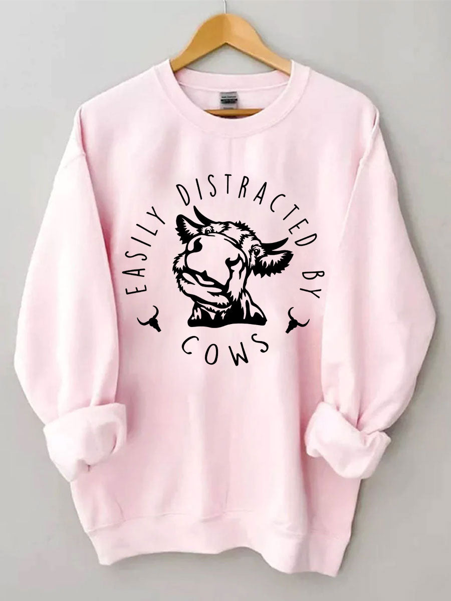 Easily Distracted By Cows Sweatshirt