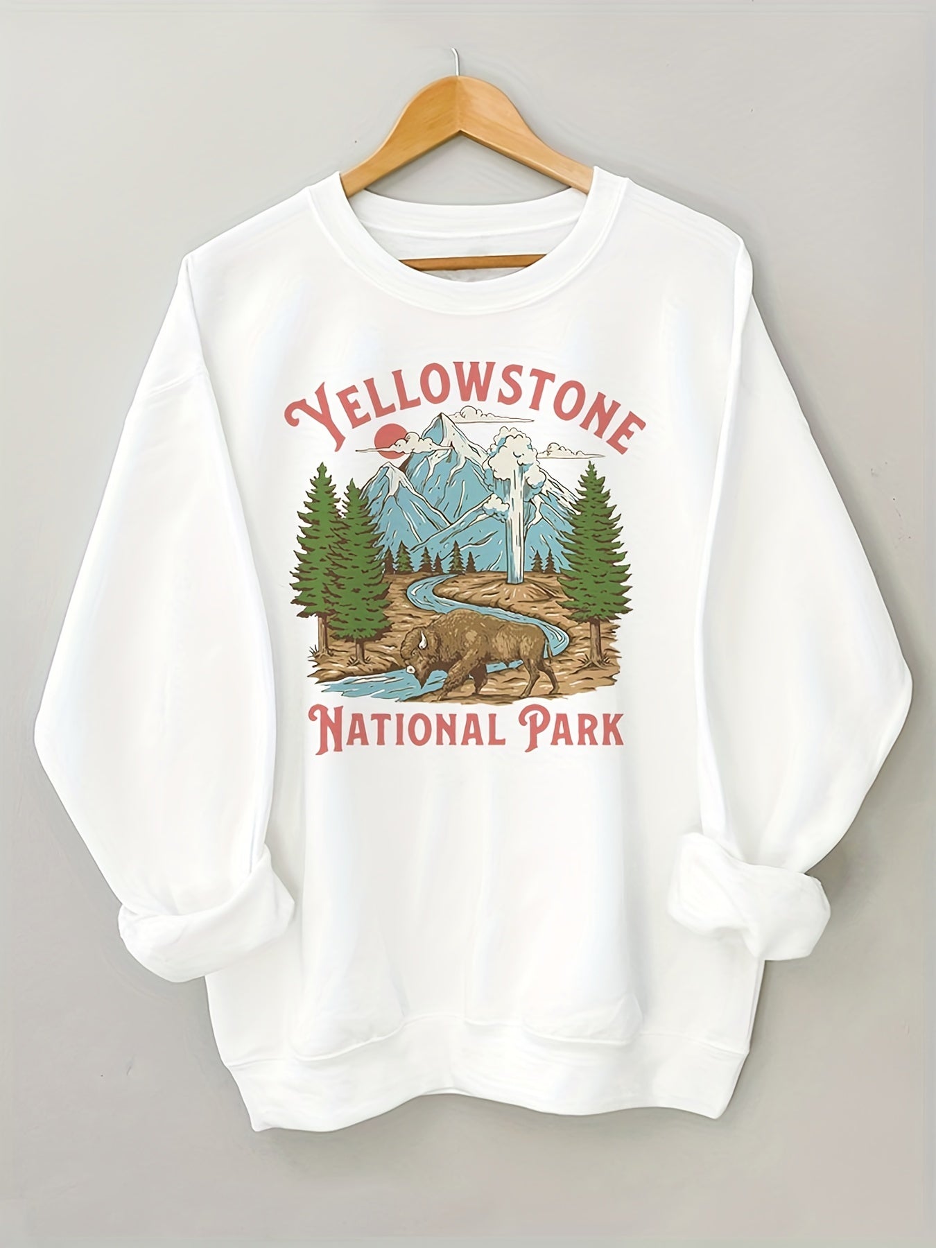 Yellowstone National Park Print Pullover Sweatshirt