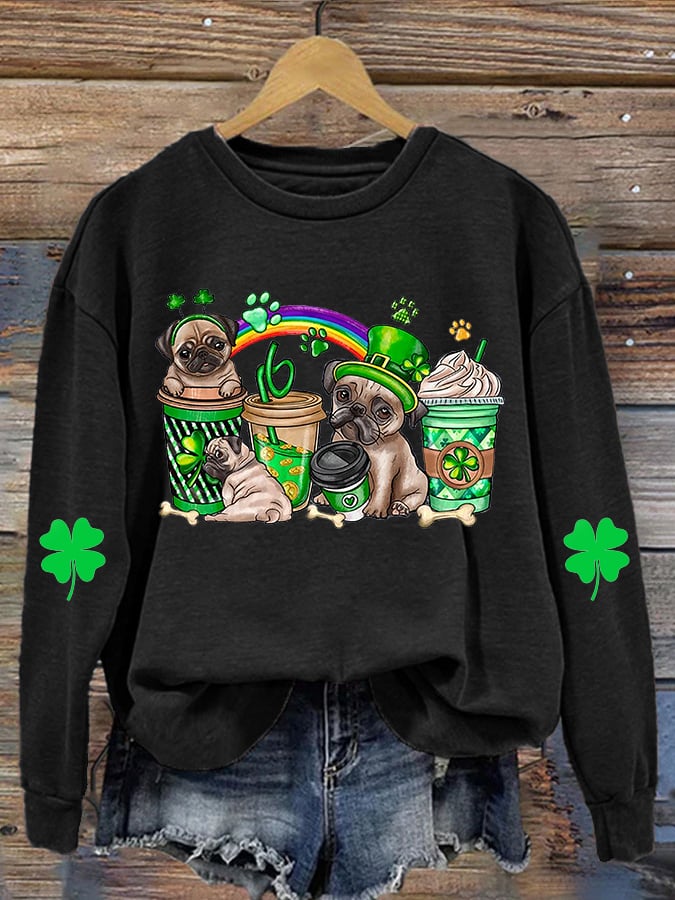 Women's St. Patrick's Day Printed Long Sleeve Sweatshirt