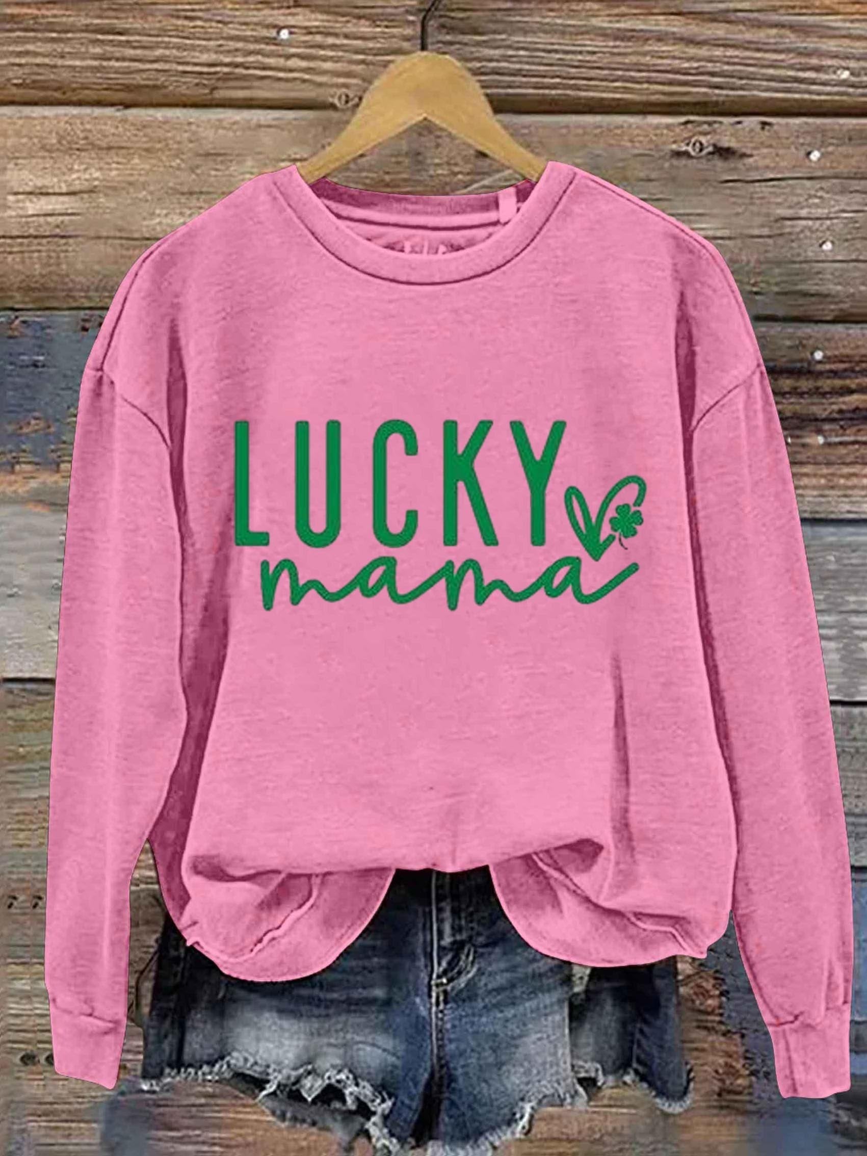 Lucky Mama St. Patrick's Day Art Print Pattern Casual Sweatshirt