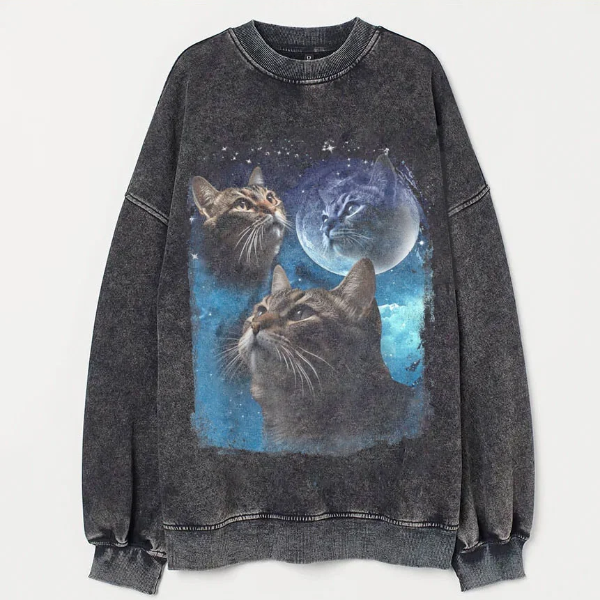 Cat howling at the Moon Vintage Sweatshirt