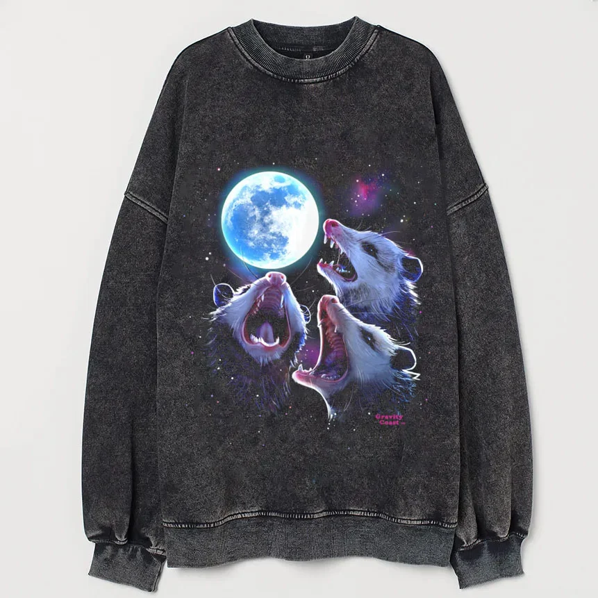 Three Possums Howling at Moon Vintage Sweatshirt
