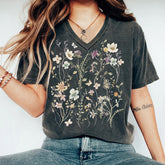 Boho Wildflowers Cottagecore V-Neck T-shirt