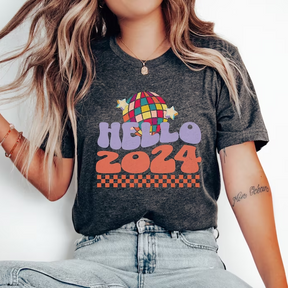 Retro Hello 2024 New Years T-Shirt