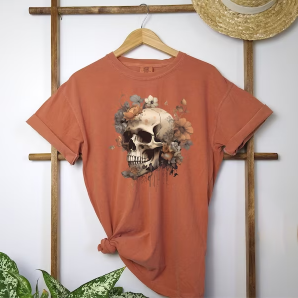Flower Skull Skeleton T-Shirt
