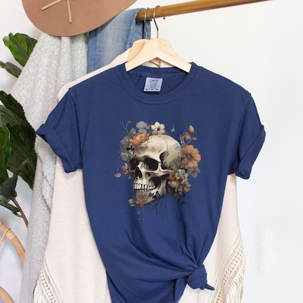 Flower Skull Skeleton T-Shirt