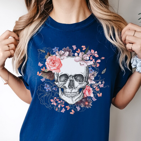 Comfort Colors Floral Skull Dark Academia T-shirt