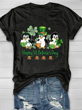 Penguin Drinking Team Happy St Patrick's Day Short Sleeve T-shirt