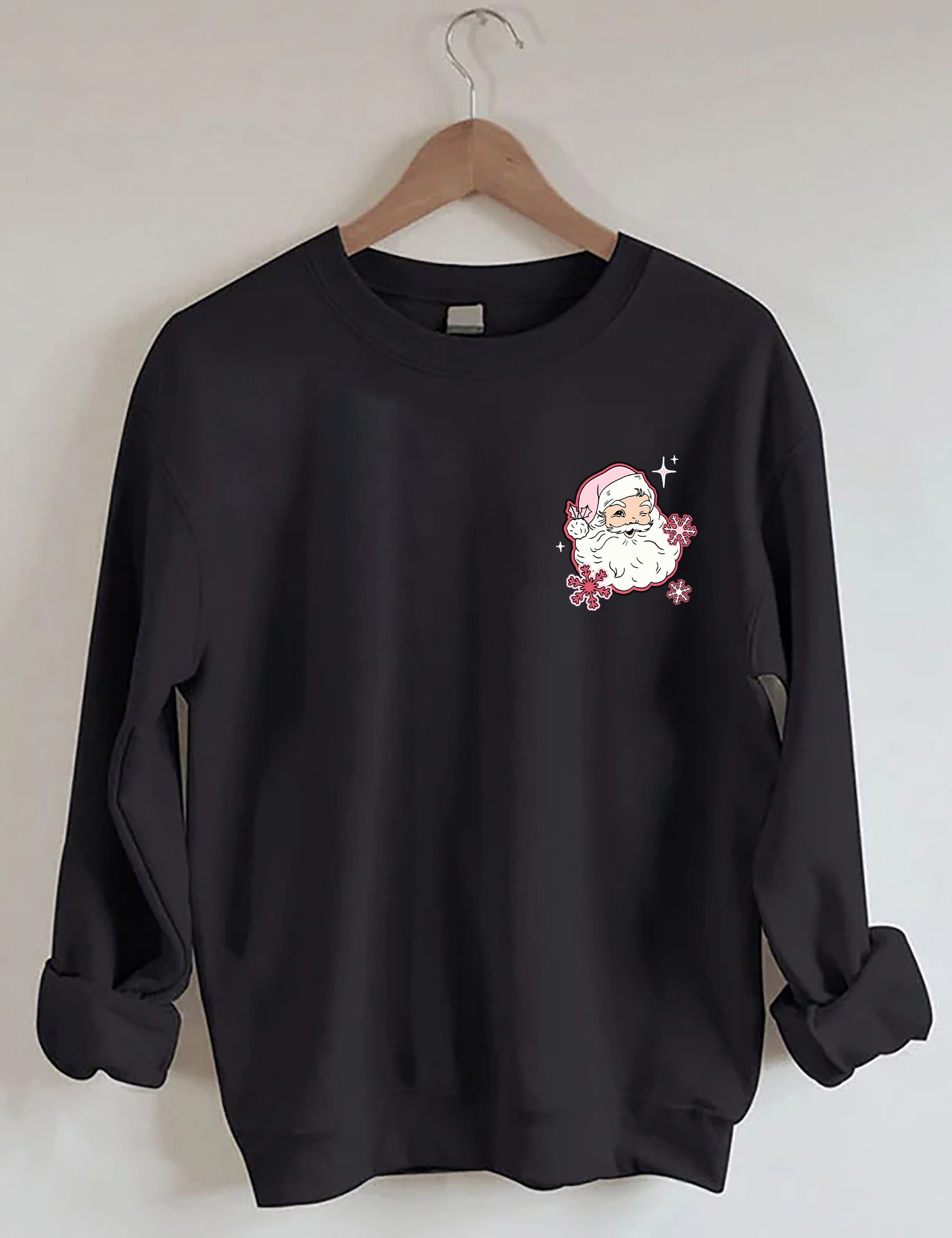 Don't Stop Believin Pink Santa Sweatshirt