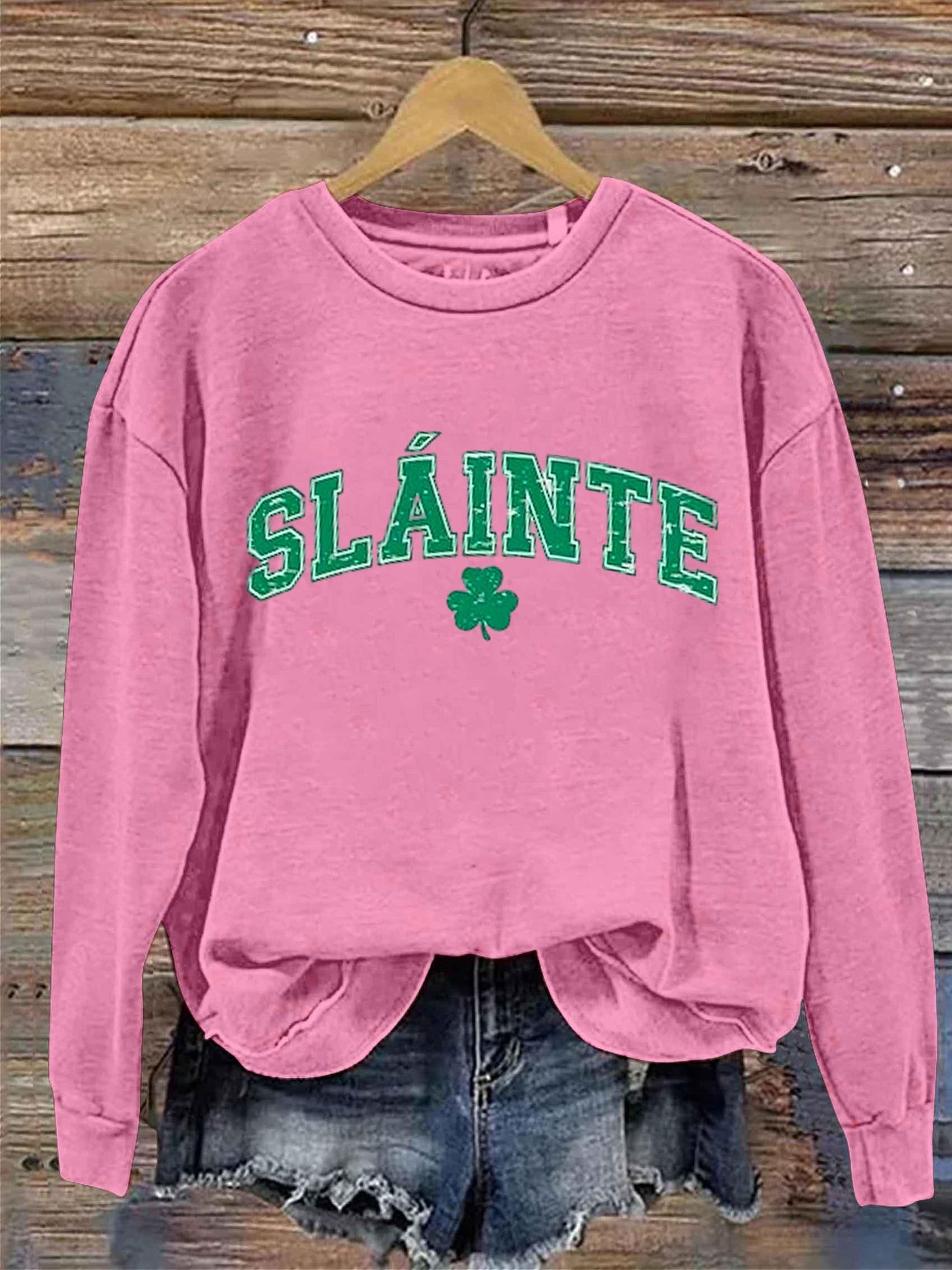 Slainte St. Patrick's Day Art Print Pattern Casual Sweatshirt