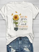 Break Your Limits And Outgrow Outgrow Yourself Printed Women's Crew Neck T-shirt