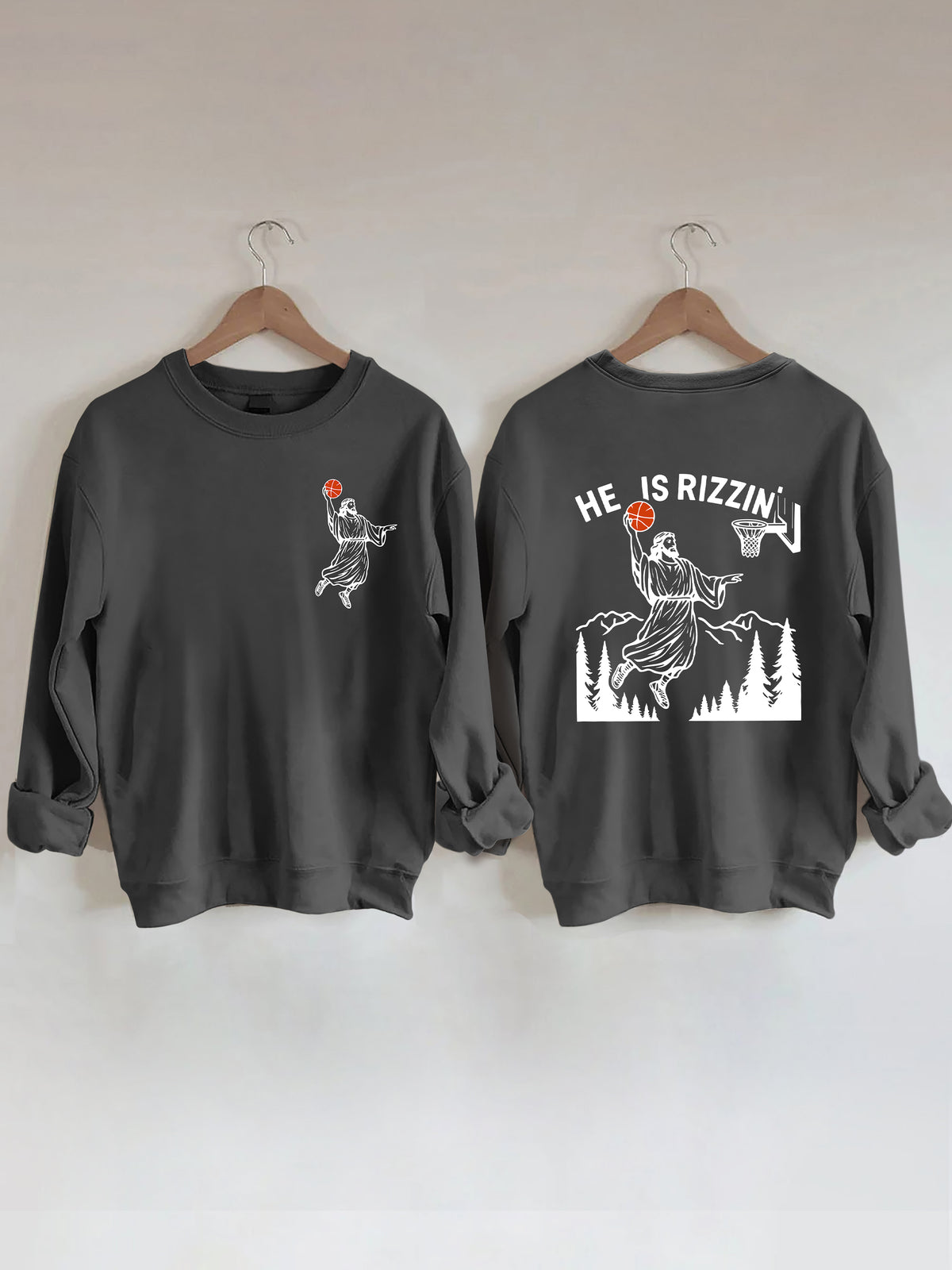 He Is Rizzin' Jesus Basketball Sweatshirt