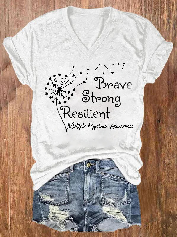 Brave Strong Resilient Printed Women's V-neck T-shirt