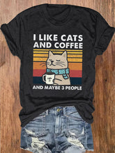 I Like Cats And Coffee Print Women's T-shirt