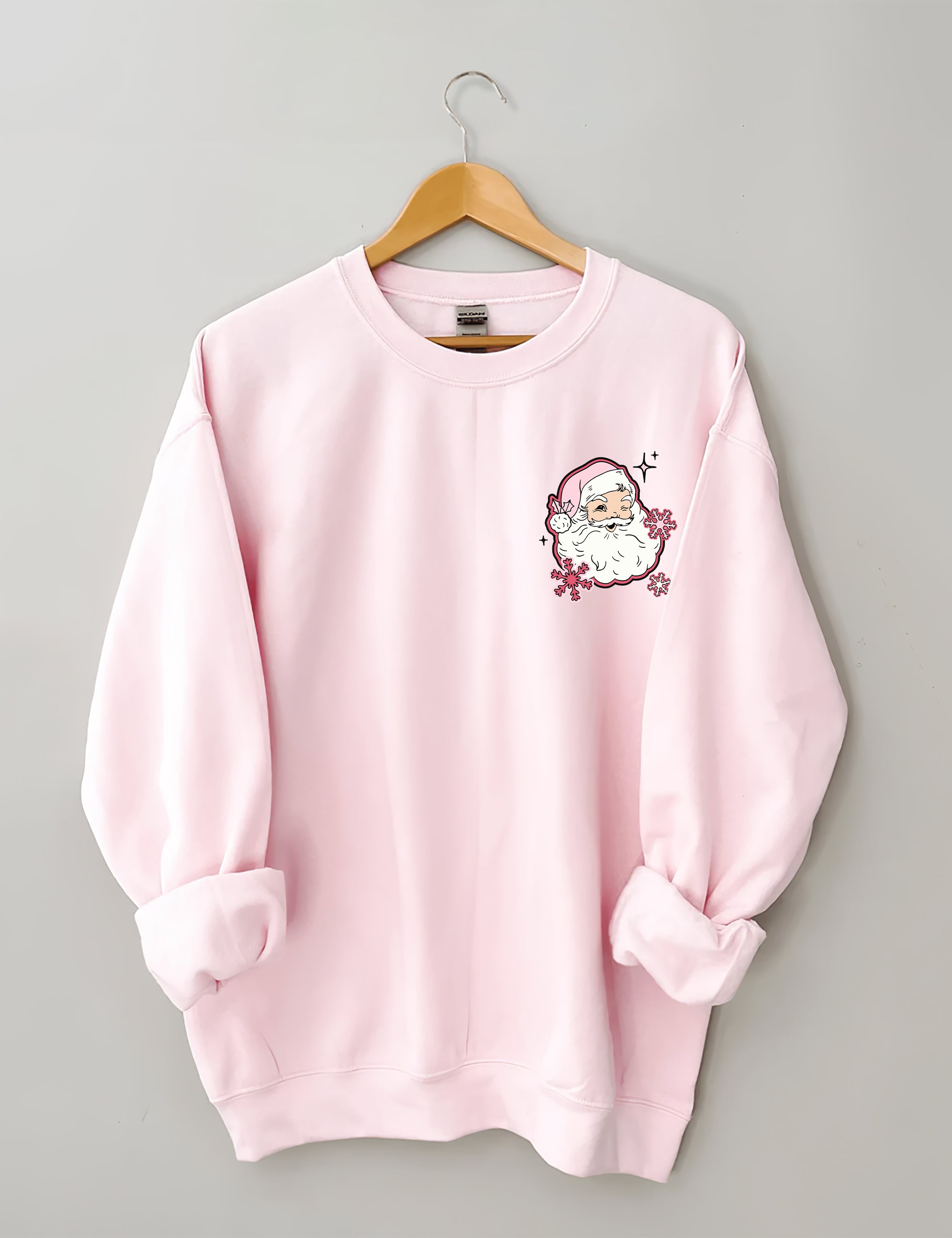 Don't Stop Believin Pink Santa Sweatshirt