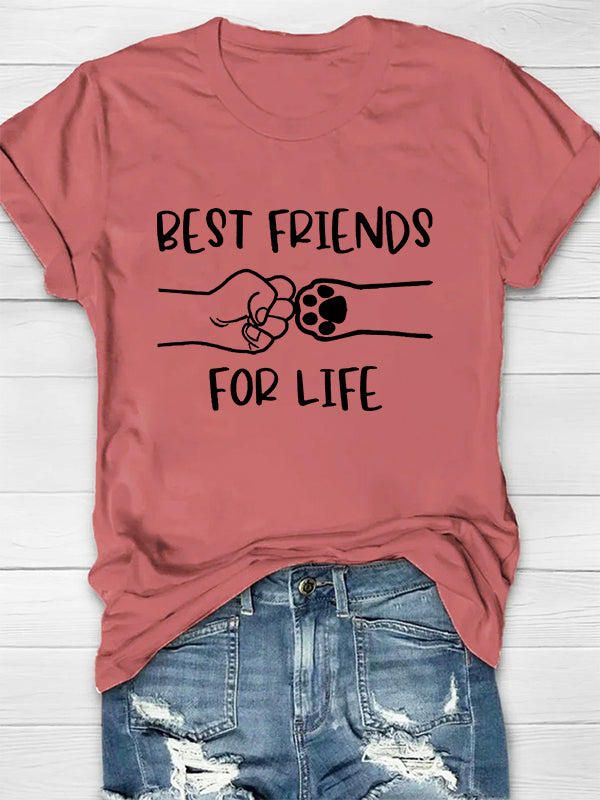 Best Friends For Life Printed Crew Neck Women's T-shirt